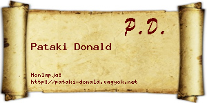Pataki Donald névjegykártya